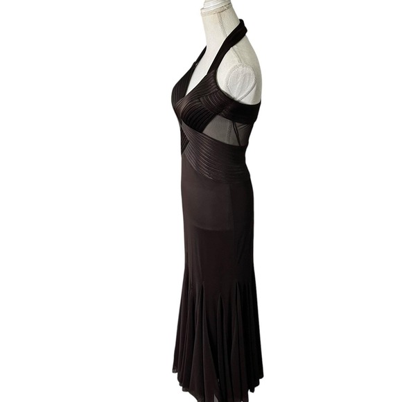 Cacheé Brown Halter Neck Ruched Mermaid Gown Formal Evening Dress Size 2 - Picture 7 of 14